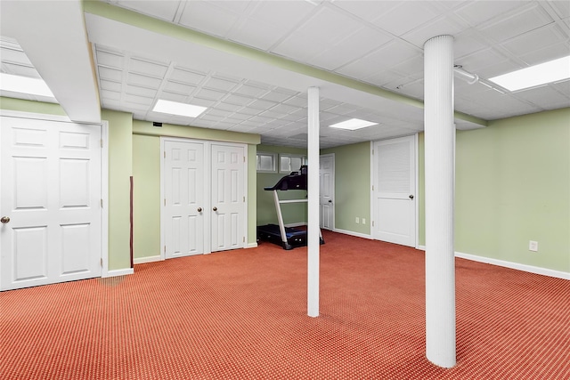 basement with carpet floors