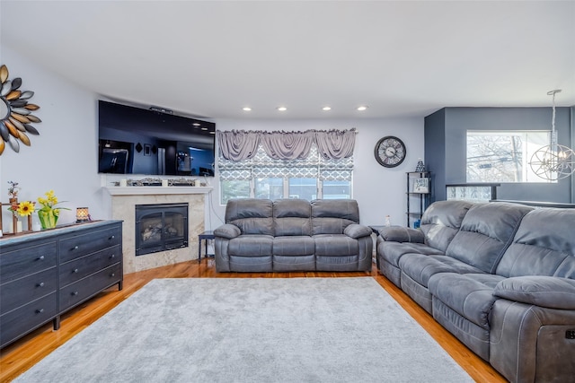 living room featuring light hardwood / wood-style floors