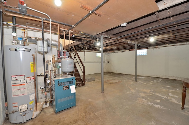 basement with gas water heater