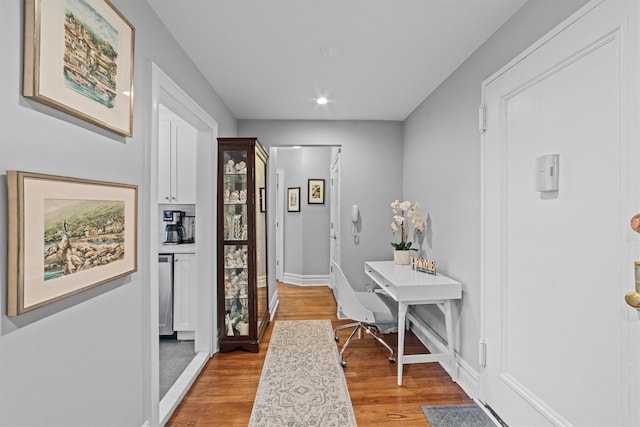 office featuring light wood-type flooring