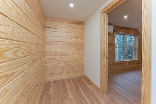 view of sauna featuring hardwood / wood-style flooring