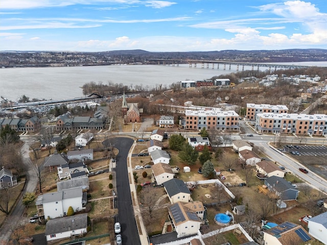 bird's eye view featuring a water view