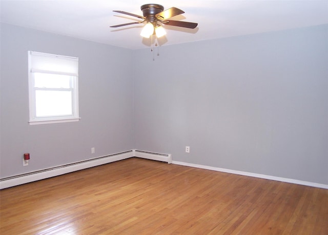 unfurnished room featuring ceiling fan and light hardwood / wood-style floors