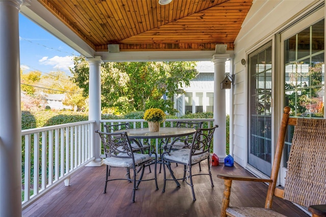 deck with covered porch