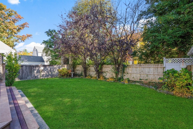 view of yard featuring a fenced backyard