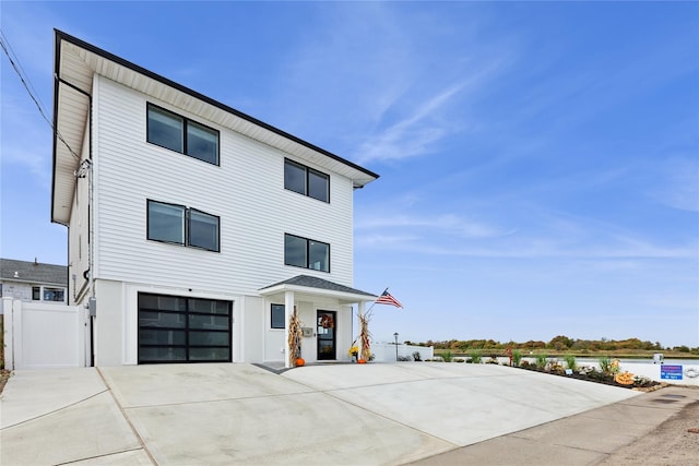 contemporary home with a garage