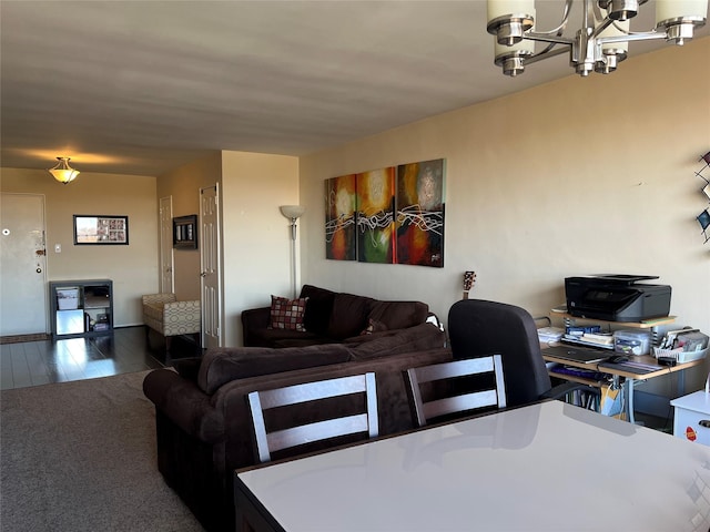 living room featuring dark hardwood / wood-style flooring