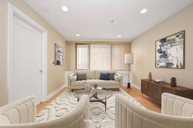 living room featuring light hardwood / wood-style flooring