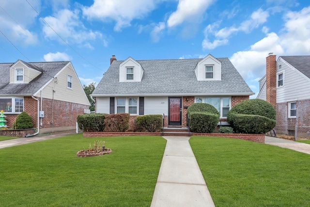 cape cod home with a front yard