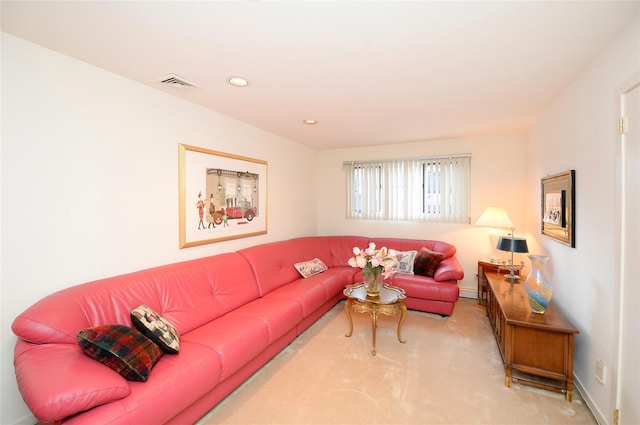 living room with carpet floors