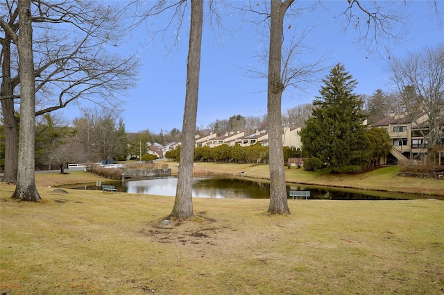 view of yard featuring a water view