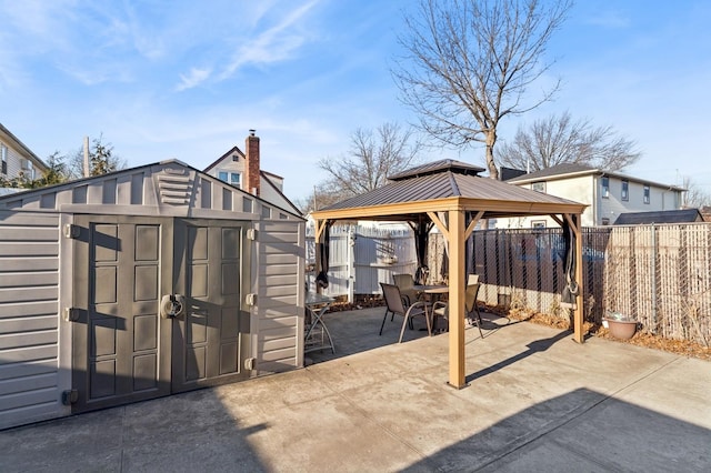 view of outdoor structure featuring a gazebo