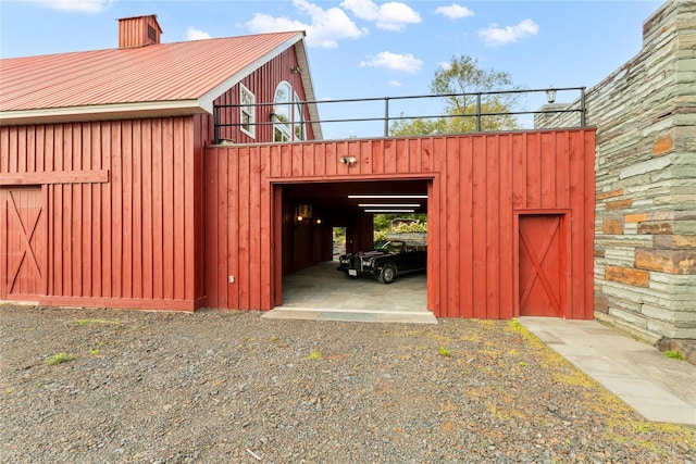exterior space with a garage