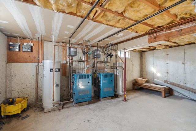 utility room with gas water heater