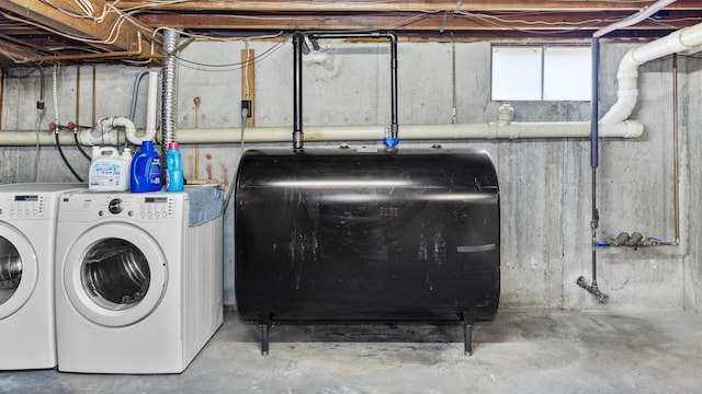 washroom featuring washer and dryer