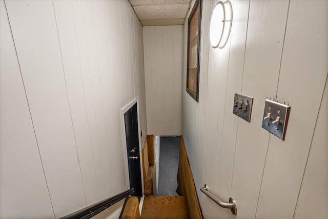 stairs with wooden walls