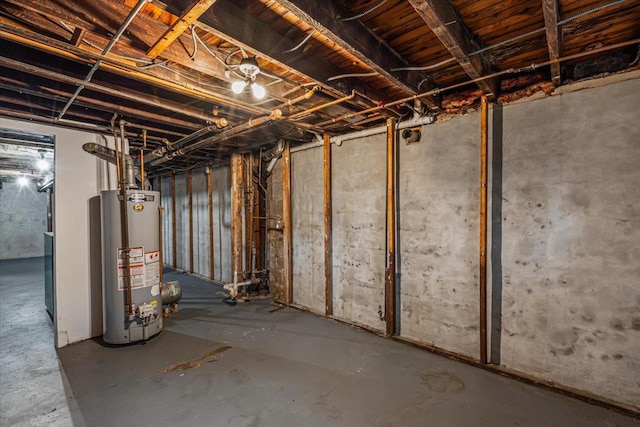 basement with gas water heater