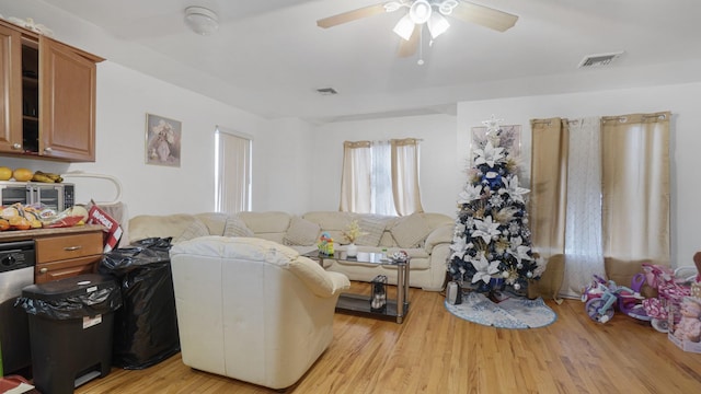 2413 Wilson Ave, Bronx, NY 10469 - living room featuring ceiling fan and light wood-type flooring
