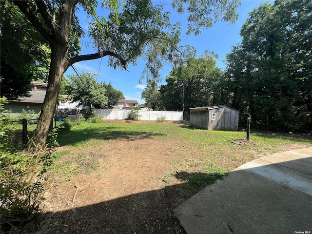 view of yard with a storage unit