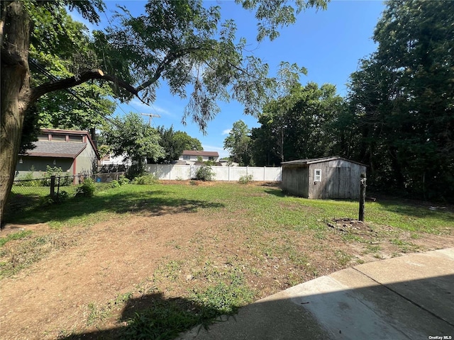 view of yard with a shed