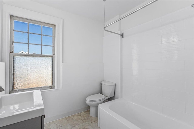 full bathroom featuring vanity, toilet, and tub / shower combination