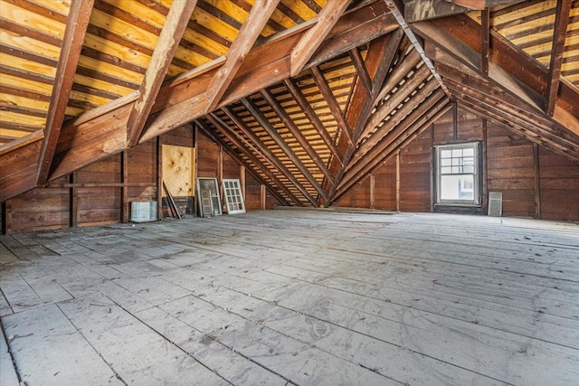 view of unfinished attic