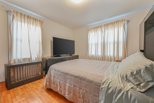 bedroom featuring multiple windows and hardwood / wood-style flooring