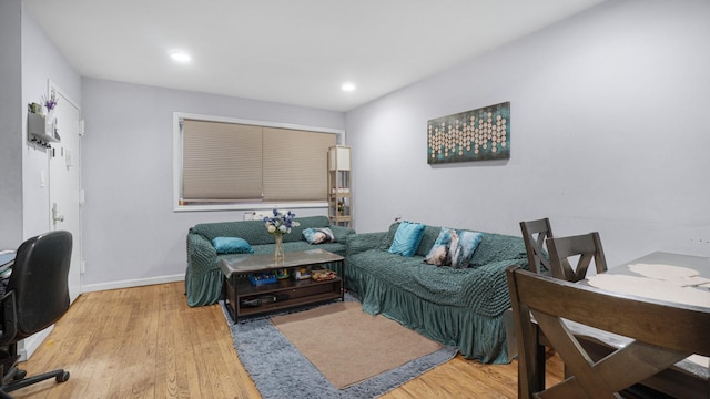 office space with hardwood / wood-style flooring