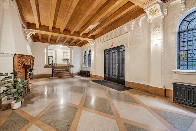 building lobby featuring heating unit