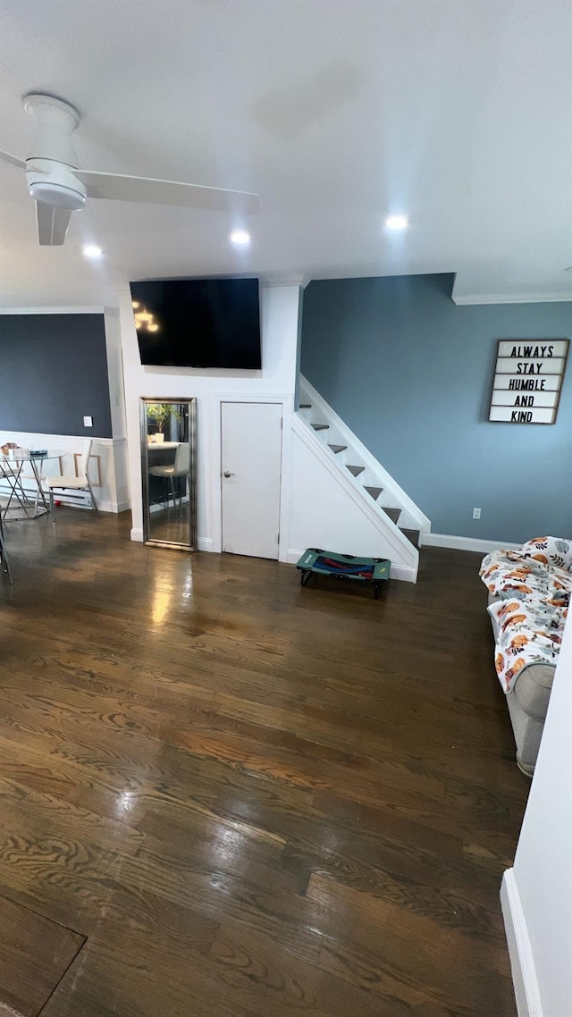 living room featuring dark hardwood / wood-style floors