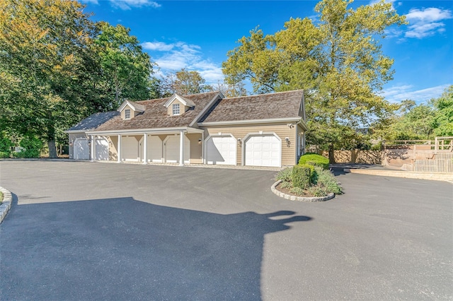 exterior space with a garage