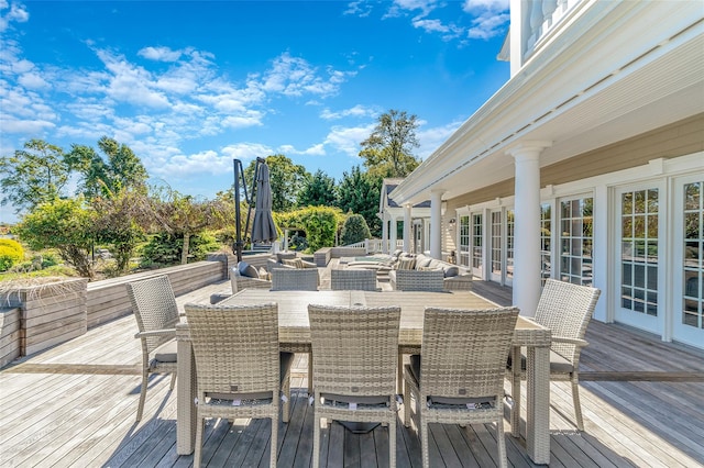 wooden terrace with french doors