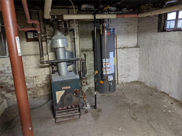 utility room with gas water heater