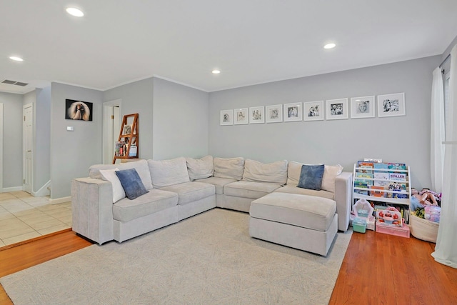 living room with hardwood / wood-style floors