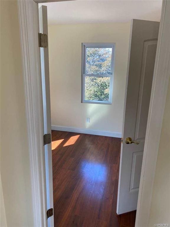 spare room with dark hardwood / wood-style flooring