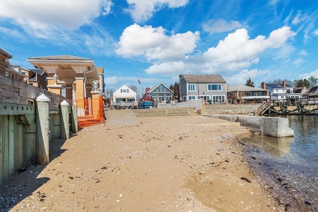 view of yard with a water view