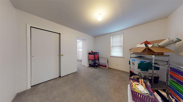 misc room featuring light colored carpet