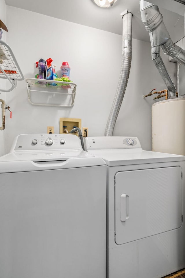 laundry room featuring washer and clothes dryer and gas water heater