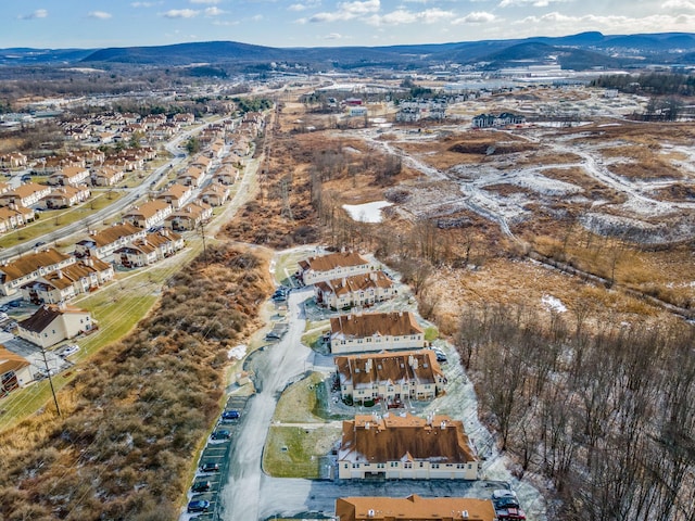 birds eye view of property with a mountain view