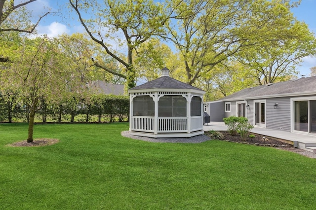view of grassy yard featuring a gazebo