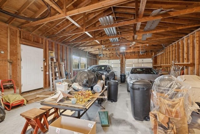 garage with a garage door opener