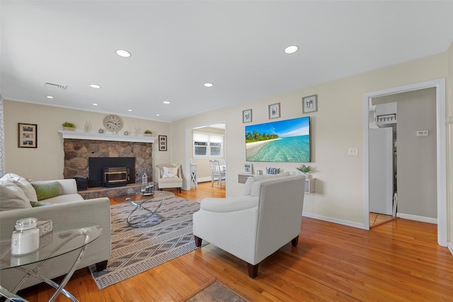 living room featuring light hardwood / wood-style floors