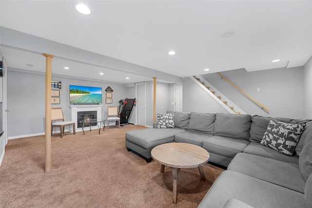 living room featuring carpet flooring