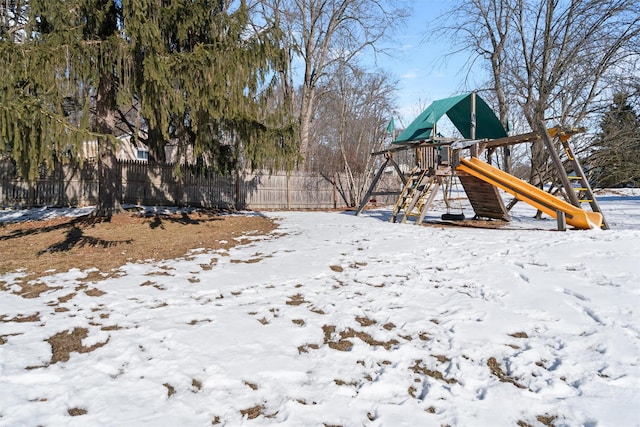 view of snow covered playground