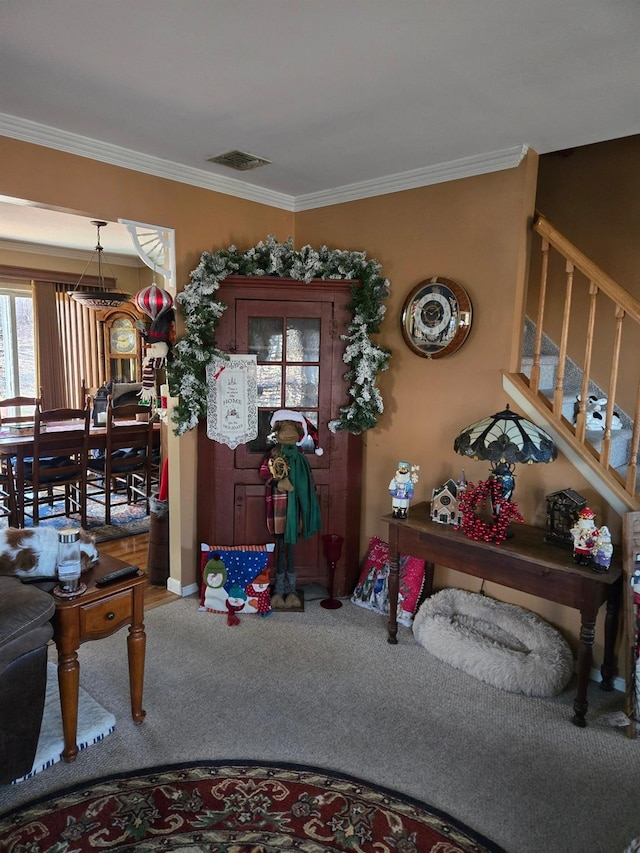 interior space featuring ornamental molding