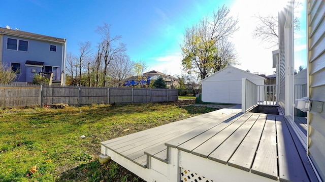 view of yard with a wooden deck