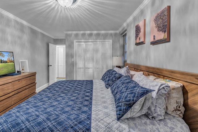 bedroom featuring crown molding