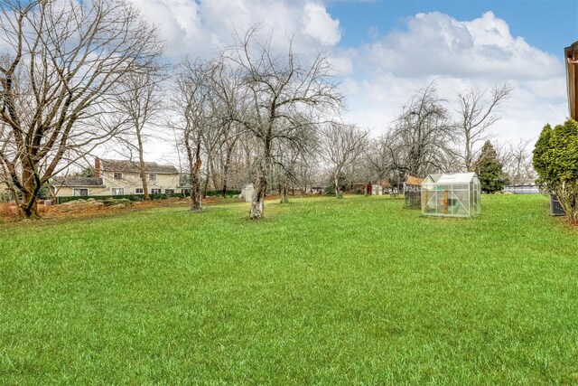 view of yard with an outdoor structure