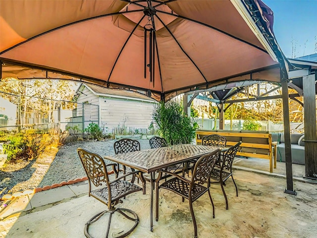 view of patio featuring a gazebo