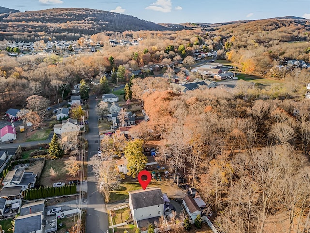 aerial view with a mountain view